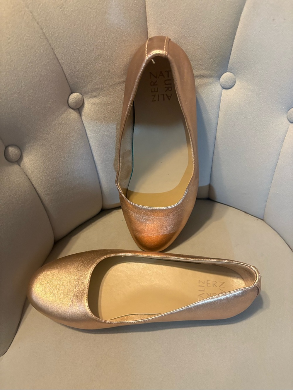 Naturalizer Metallic Rose Gold Slip-On Ballet Flats